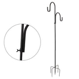Shepherd's Hook Detachable Bird Feeder Hanger Iron 2 Hooks 5 Prong Bases Courtyard Accessories V1294-YM0715-3111210458111