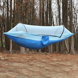 Blue Outdoor Camping Hammock with Mosquito Net, Anti-Tip Nylon Fabric, Single/Double Person V888-ELOSUNG12296