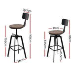 Artiss Bar Stools Kitchen Counter Chairs Vintage Metal Chairs x2 BA-TW-V17-098BACK-BKX2