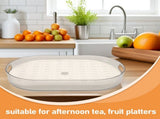 Household Transparent Oval Tea Tray with Draining Function Reusable Pet Material V1370-AZ4-09663
