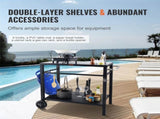 Outdoor Grill Dining Cart with Double-Shelf, 85*55cm BBQ Movable Food Prep Table, Multifunctional V952-JSHWBCTC85551FX8BV0
