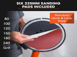 Unimac 225mm 750W Telescopic Long Reach Dry Wall Sander Kit, Foldable, Vacuum System, LED Worklight, V219-SNDDRYUMLA7A