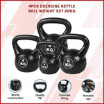 4pcs Exercise Kettle Bell Weight Set 20KG V63-799357