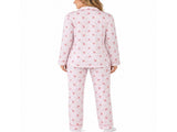 Womens Pyjama Set 100% Cotton Long Sleeve Button Up PJs Sleepwear - Pink Floral V563-NI-031-PINK-12