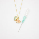 Gift Box - Aroma Necklace 925 Silver, Gold coated - Green Shell Paradise Peach Purify Oil V760-GBAJ - 11