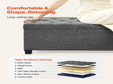 Storage Ottoman Bench, Button-Tufted End of Bed Bench with Side Bags, Flip-up Upholstered Storage V952-BYWSZYXTK404GT90L001V0