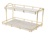 2 Tier Cosmetic Storage Shelf Large Capacity Waterproof Gold Metal Storage Shelf Rack for Bathroom V1294-YM0523-3112220030711