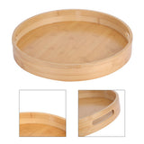 Round Bamboo Food Serving Tray Tea Cup Holder for Steak Bread Cake Pizza Tableware V1294-YM0901-3117200066911