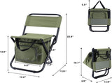 Portable Folding Camping Chair with Insulated Cooler Bag, HeavyDuty Steel Frame Fishing Chair with V1188-MS-901-005