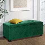 Artiss Storage Ottoman Blanket Box 97cm Velvet Green OTM-L2-VEL-GREEN