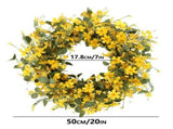20 Inch Artificial Yellow Wreath Silk Floral Spring Summer Garland For Front Door Window Wall Porch V1192-AZ-W-27958