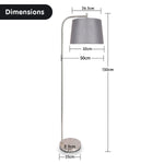 Sarantino Metal Task Floor Lamp Nickel Finish with Grey Fabric Shade LMP-MLM-618