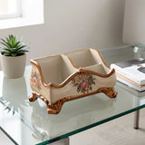Natural Resin European Storage Box, Hand-Painted with Blooming Flowers A Practical Storage V1232-SNH-SZ-001