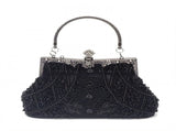 Evening Bag,Beads and Rhinestones Clutch Purse,Sequins and Satin Ladies Purses,Champagne V1369-AZ3-W-10703