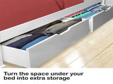 Kingston Slumber Trundle Under Bed Storage Drawers, 2 Pieces, White V219-BEDSBBKSTDWA
