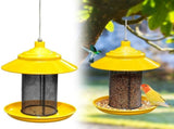Metal Mesh Tube Feeder with Rainproof Canopy & Seed Tray, Squirrel Resistant Outdoor Hanging V1192-AZ-W-26419
