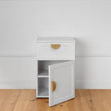 PORTO BEDSIDE TABLE - WHITE - HAMPTONS - HALF MOON BRASS V164-ECS13WHB04G