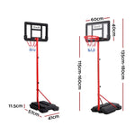 Everfit 1.6M Kids Basketball Hoop Stand System Portable BAS-HOOP-160-RDBK