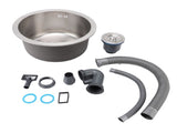 Kitchen Sink 304 Stainless Steel Brushed Single Bowl Rust Proof Round Sink for Home Bar 36cm V1294-YM0901-3118240116411