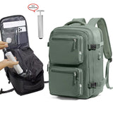 Green 35L Vacuum Compression Travel Backpack with Manual Air Pump, Shoe Zone and 15.6" Laptop House V888-ELOSUNG55193-2