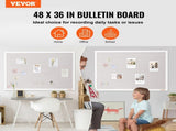 48"x36" White Cork Board with Linen Surface Stylish Wall-Mounted Bulletin Board for Home, School, V952-RMB48X36WBSMBDAIDV0