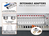 12-Branch Heat Manifold, 1/2" PEX Tubing Manifold, Stainless Steel PEX Manifold for Hydronic V952-DRFSQBXG12HL053KUV0