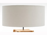 Eiffel 3 Tier Natural Wood Floor Lamp w/ Storage Shelves Off White Linen Shade V563-75173