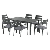 Gardeon Outdoor Dining Set 7 Piece Aluminum Table Chairs Setting Black FF-DINING-7CL-BK-AB