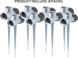 8 Pack 1/2 inch Zinc Alloy Lawn Sprinkler Spike Base, Water Flow Thru Sprinkler for Yard, Lawn, V1258-DP02-WO-830