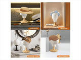 Wig Head Stand Mannequin HeadHat Display Stand Linen Wig Holder, Canvas Dome Detachable Wood Stand V1369-AZ3-W-11469