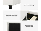 Artiss King Single Bed Set with BedStory Hybrid Mattress Upholstered Platform White Boucle Fabric BFRAME-SET-NEO-XF-34-KS
