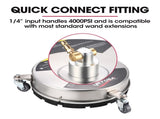 Jet-USA 15" Stainless Steel Pressure Washer Surface Cleaner, 1/4" Fitting, For Concrete Driveway V219-PRWCLNJT15SA