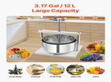 3.17 Gal/12L Fruit Wine Press, 2 Stainless Steel Barrels, Manual Juice Maker, Cider Apple Grape V952-GJYZJTMBXG126ECPKV0