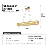 BAMDECOR C3332/L Linear Luxury Crystal Chandelier Modern LED Crystal Chandelier LED Ring Pendant V255-BAM-C3332/L-1.2