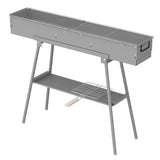 Portable Charcoal Grill Rectangular Folding Stainless Steel BBQ Grill L100xW18cm For Skewer and V985-PORTABLEGRILL