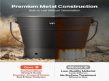 Ash Bucket, 4 PCS with Lid, Shovel, Broom and Gloves, Metal Fireplace Charcoal Bucket and Ash Can, V952-BLHT4JTDGYXTGG4LL001V0