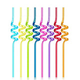 40 Pcs Colorful Spiral Long Plastic Crazy Drinking Silly Colorful Bendable V1369-AZ3-W-15695