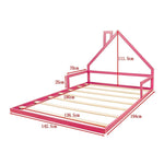 Pine Wood Floor Bed House Frame for Kids and Toddlers V63-849621