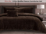 Ramesses Waffle Fleece Mocha 3 Pcs Comforter Set Queen V442-KIT-COMFORTER-WAFFLEFLEECE-MOCHA-QS