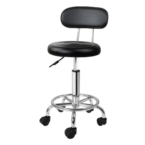 Artiss Salon Stool Swivel Chair Backrest Black SALON-B-4128-BK