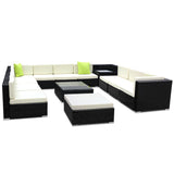 Gardeon 13-Piece Outdoor Sofa Set Wicker Couch Lounge Setting 11 Seater FF-SOFA-BK-13PC-ABDEE-N