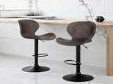 Artiss 2x Bar Stools Kitchen Swivel Gas Lift Counter Chair Wing PE Rattan Brown BA-K-1004-BRX2