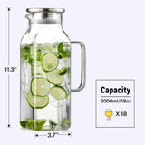 68oz Glass Pitcher,Square Water Pitcher with Lid and Handle,Coffee Beverage Serveware Iced Tea V1192-AZ-W-25000