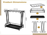 Metal Umbrella Rack Stand with Tray, 10 Slots 8 Hooks Umbrella Holder for Indoor Entryway Office V1192-AZ-W-18521