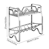 Stainless Steel Kitchen Countertop Organizer 2-Tier Spice Rack and Plate Holder Utensil Storage V1366-AZ2-W-12913