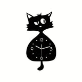 Black Gray Cat Wall Clock Unique Home Decor Silent Wall Clock Cat Decor Australia Modern V1347-115-GRA-17543