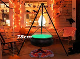 Halloween Outdoor Decorations Witch Cauldron Tripod Stand Fog Machine With - Black - Size 78cm V1107-129-27299-BLK-78CM