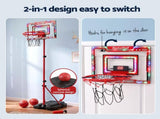 Everfit 2 in 1 Kids Basketball Hoop Adjustable Stand Over Door Scoreboard Red BAS-HOOP-ELEC-2IN1-RD