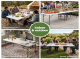 Gardeon 123cm Folding Table Portable Fold-in-Half with Handle Camping Picnic Adjustable Height ODF-TB-HDPE-120CM