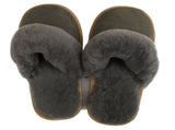 Sheepskin Wool Womens Slippers Scuffs Slip On Winter Ugg Slippers in Grey V563-BR-SHEEPSCUFFS-GRYFR-7
